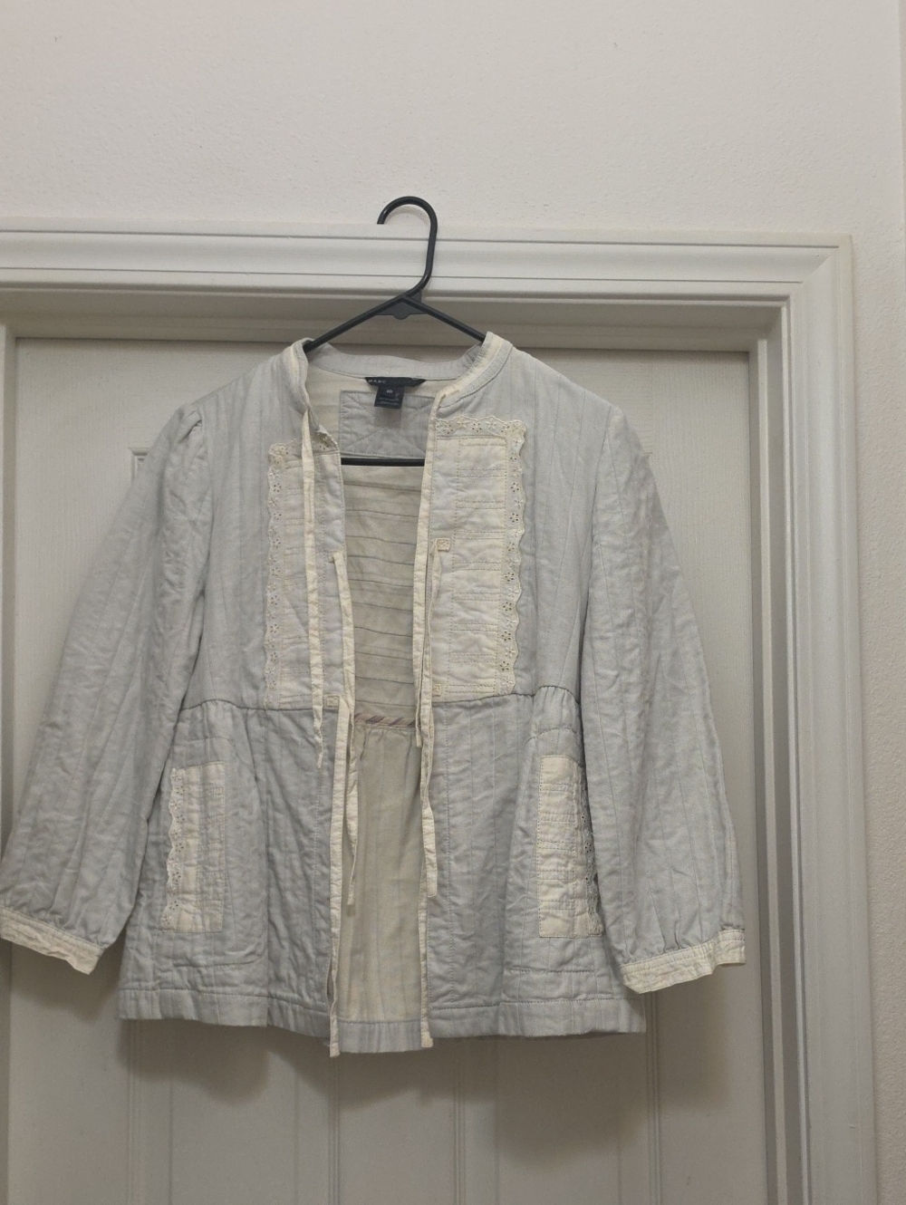 Marc Jacobs Light Gray Quilted Lace-Trim Jacket